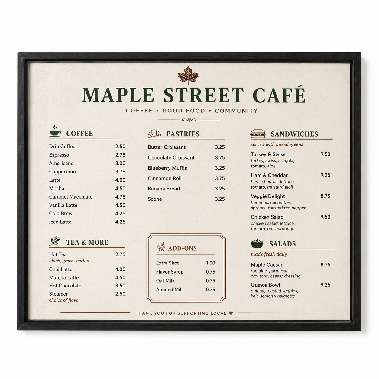 Wall Menu Boards
